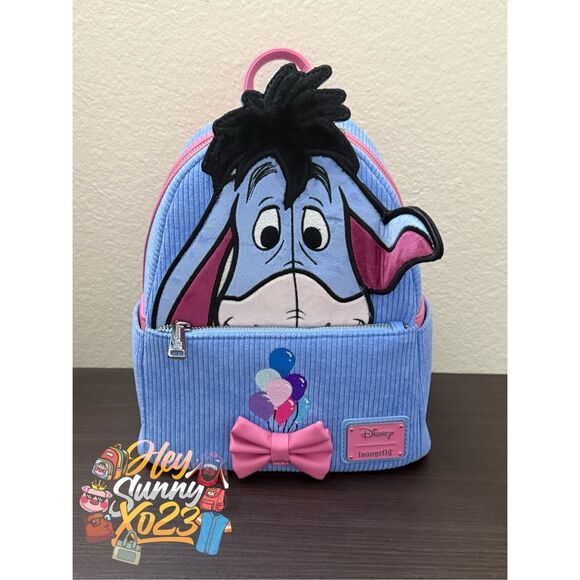Loungefly Disney Winnie the Pooh Eeyore Peeking Corduroy Mini Backpack - Picture 2 of 6